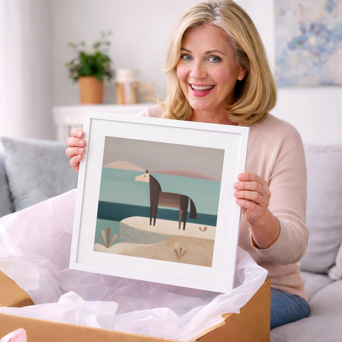 Coastal Solitude - horse landscape art gift idea for horse lovers