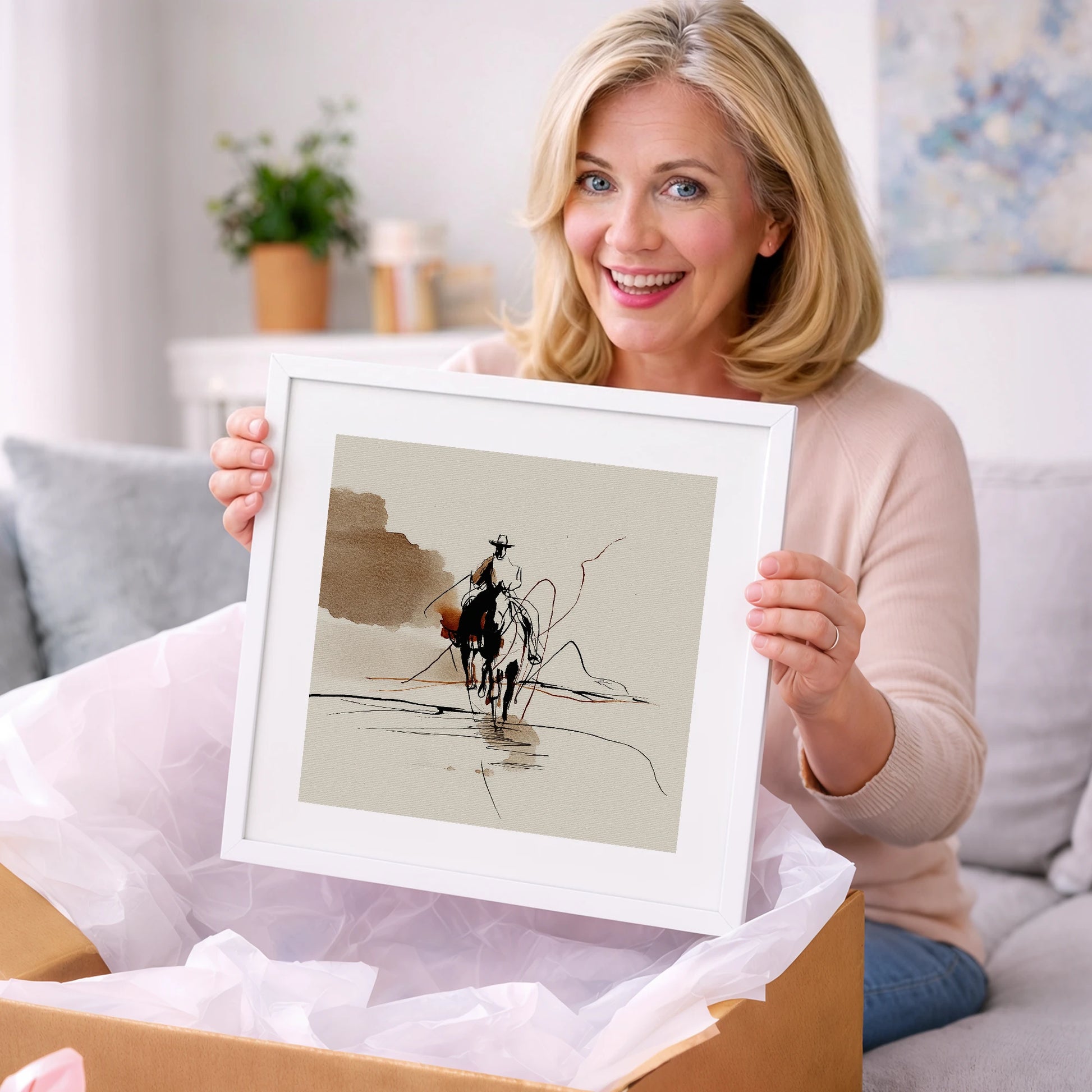 The Lone Rider - western horse art gift idea for horse lovers