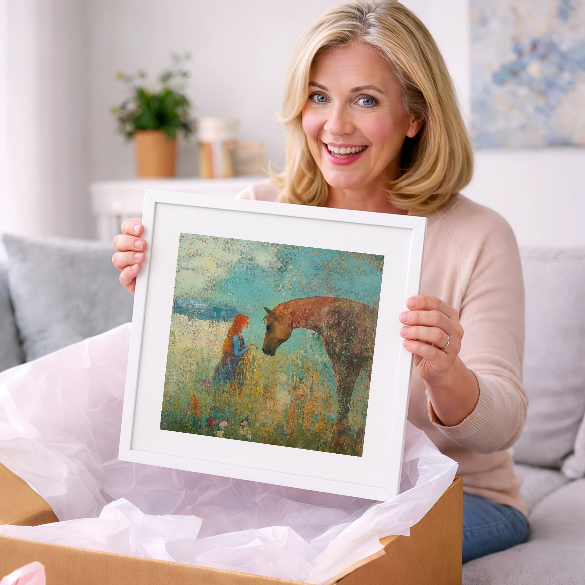A Quiet Connection - horse & rider art gift idea for horse lovers