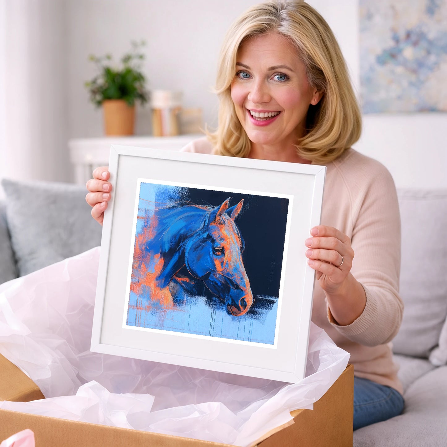Expressive Cobalt Profile - horse portrait art gift idea for horse lovers