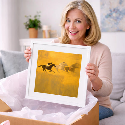 Golden Dust Runners - racing horse art gift idea for horse lovers