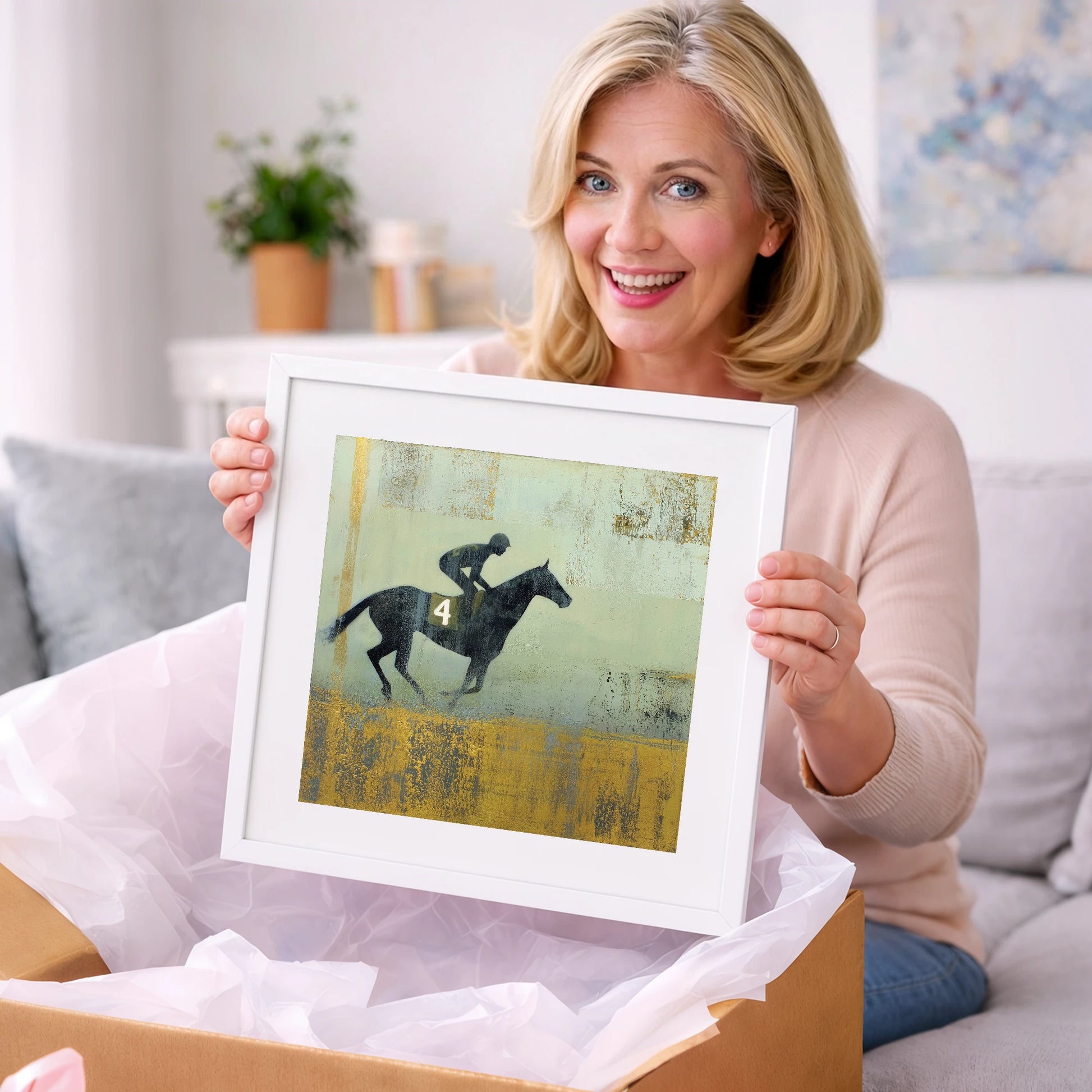 Gilded Number Four - racing horse art gift idea for horse lovers
