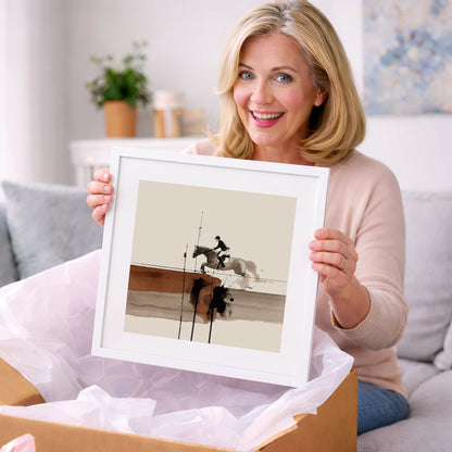 Airborne in Sepia - show jumping horse art gift idea for horse lovers
