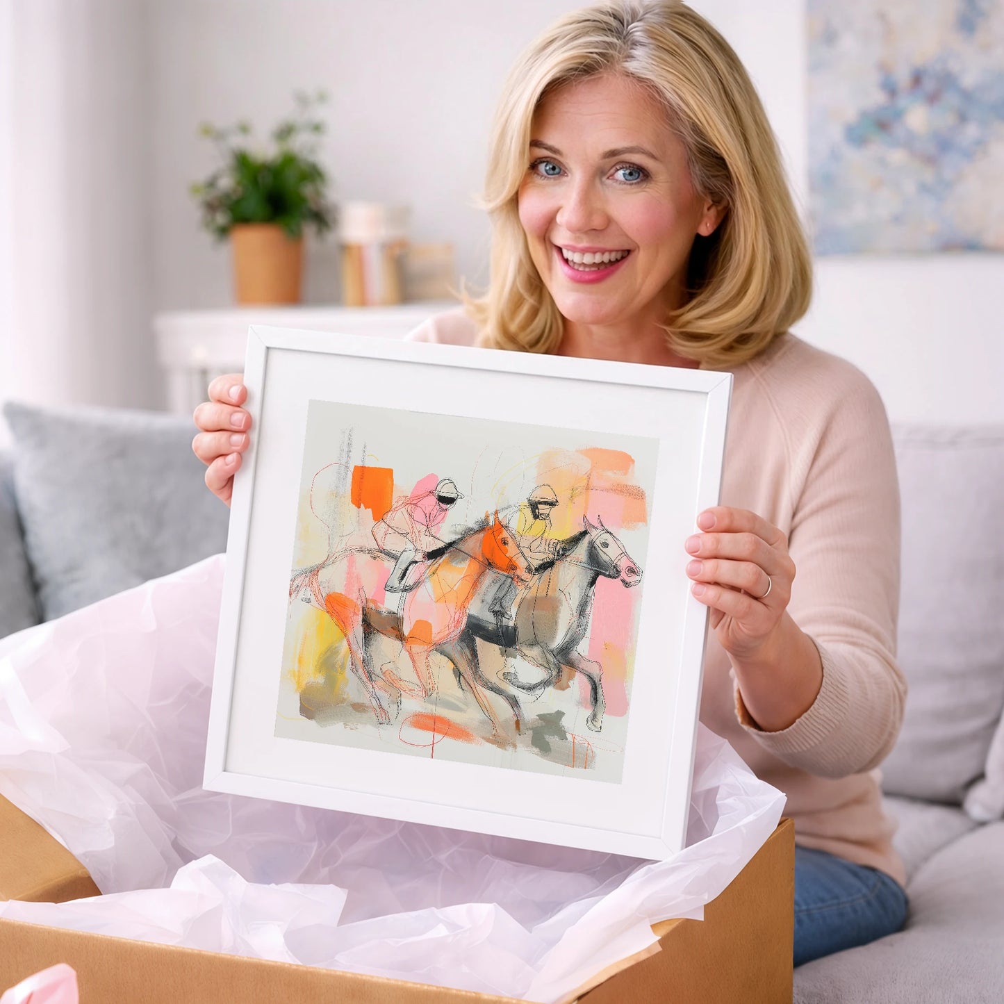 Vibrant Final Furlong - racing horse art gift idea for horse lovers
