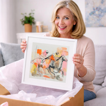 Vibrant Final Furlong - racing horse art gift idea for horse lovers