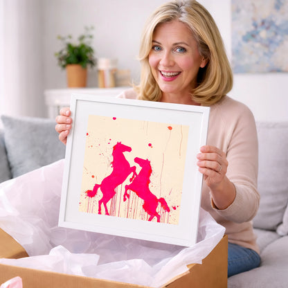 Magenta Equine Dance - wild horses art gift idea for horse lovers