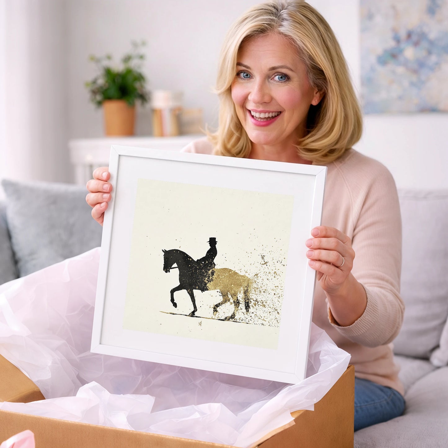 The Golden Passage - dressage horse art gift idea for horse lovers