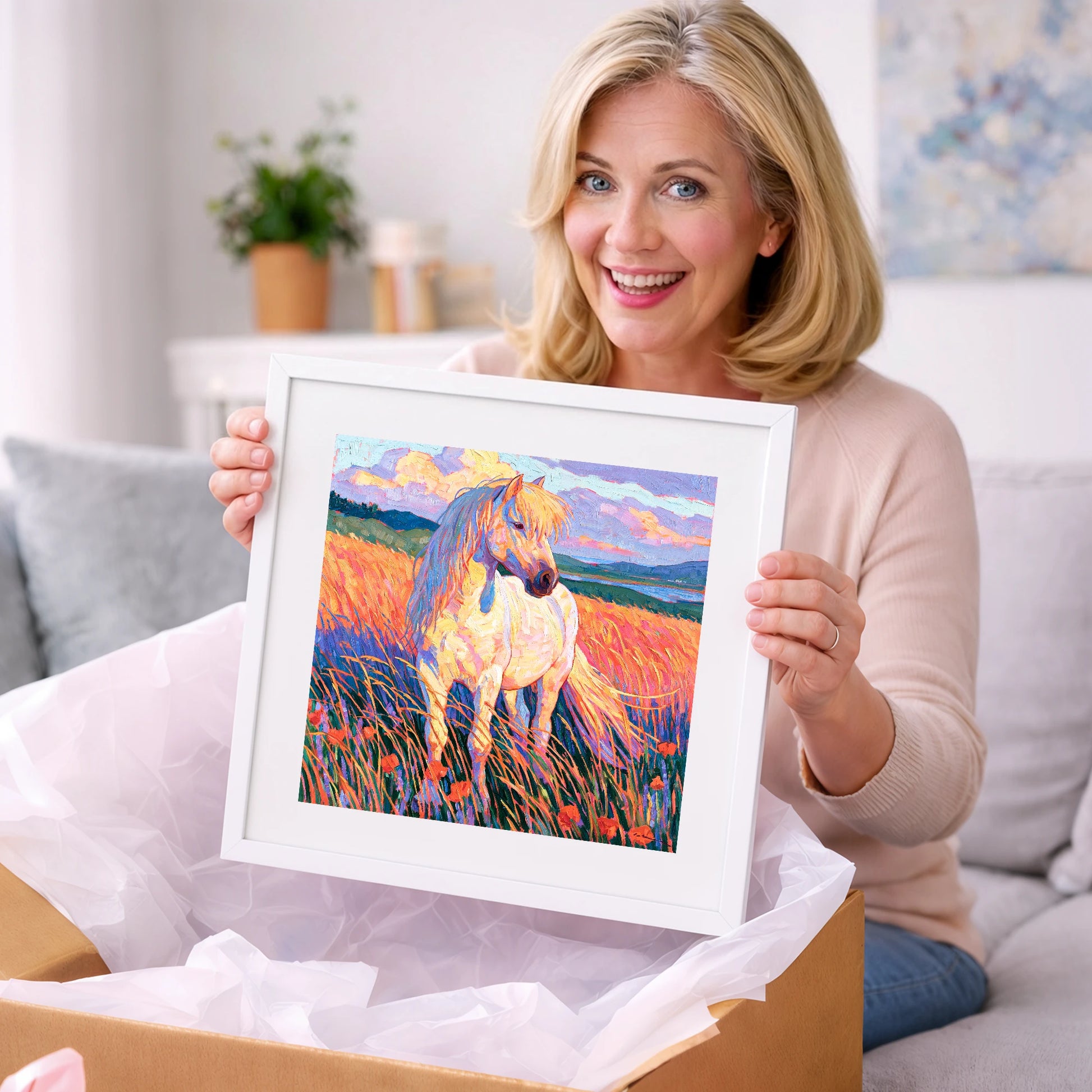 Palomino Pony In Vibrant Meadow - horse breed art gift idea for horse lovers