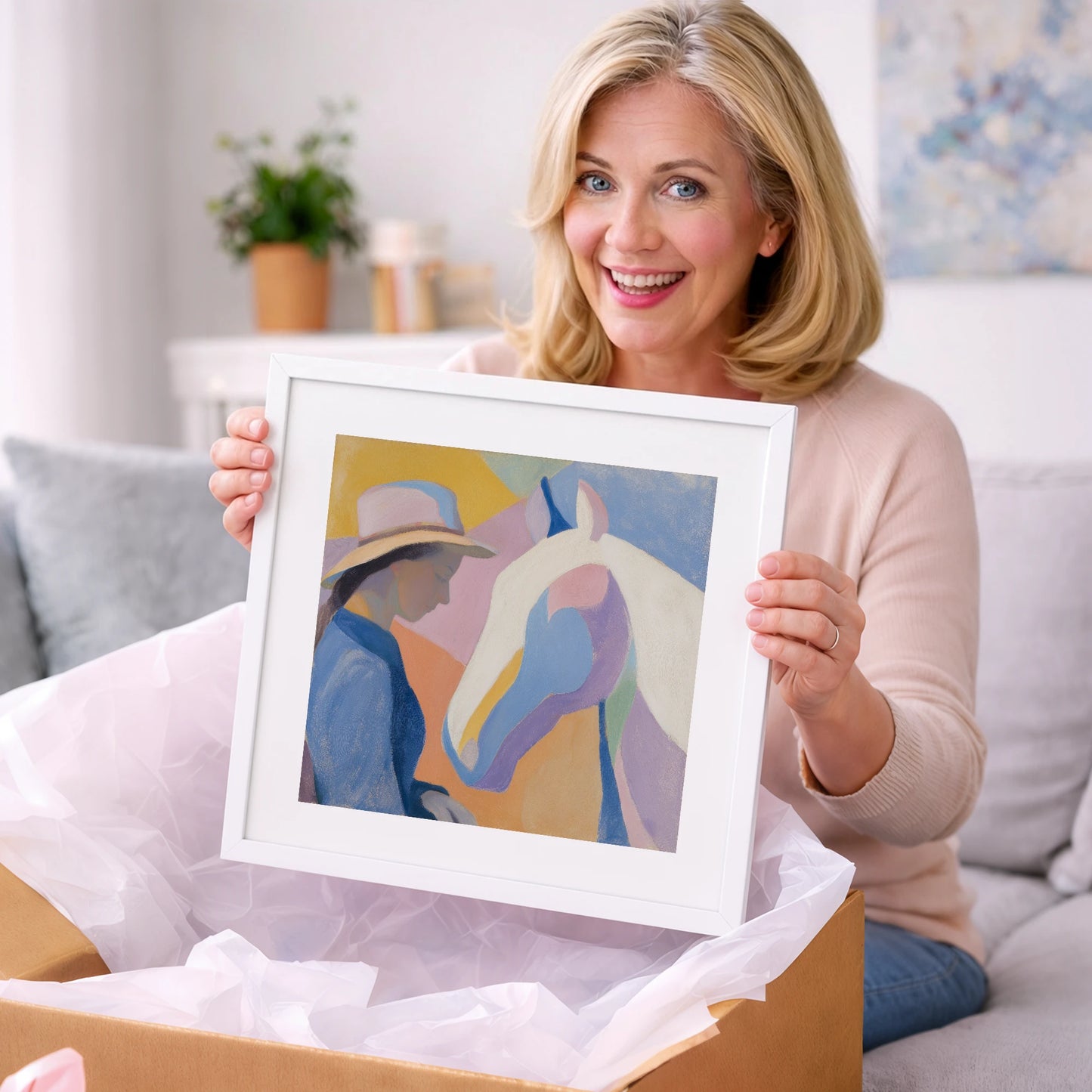 Quiet Harmony - horse & rider art gift idea for horse lovers