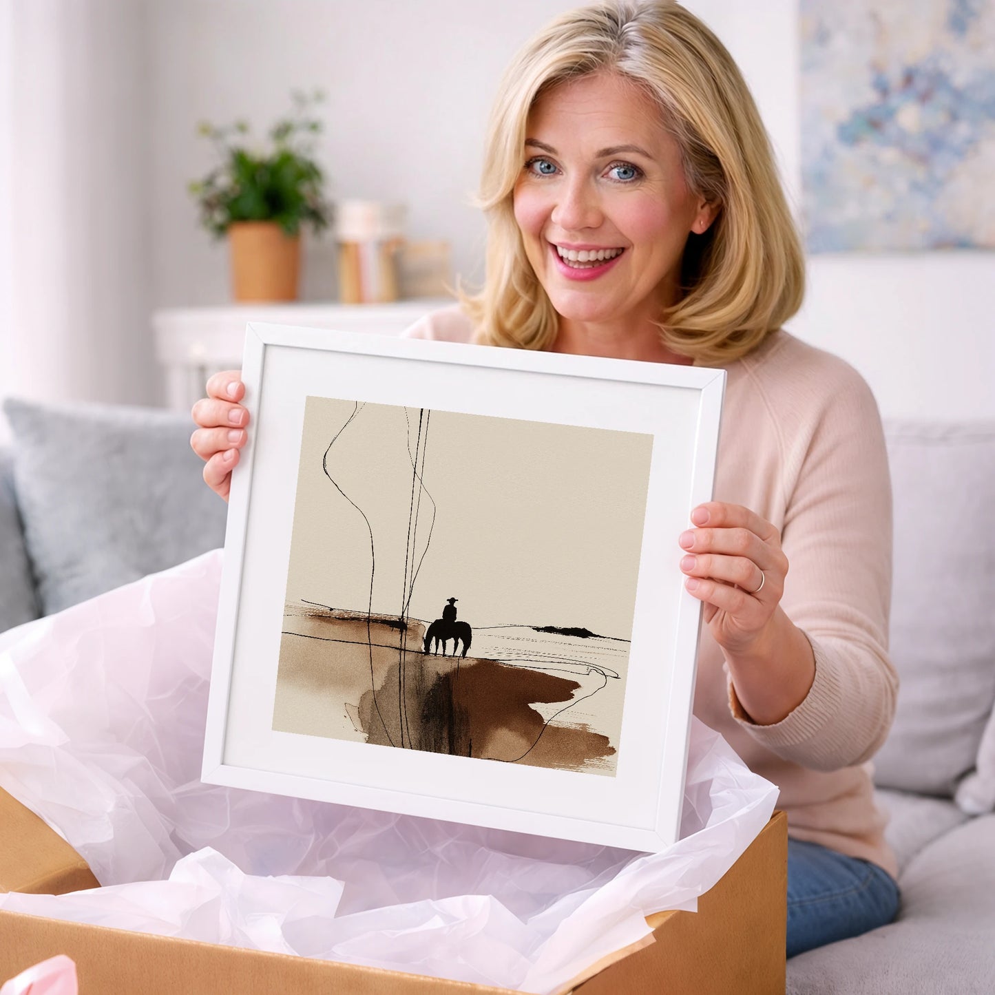Solitary Western Horizon - western horse art gift idea for horse lovers