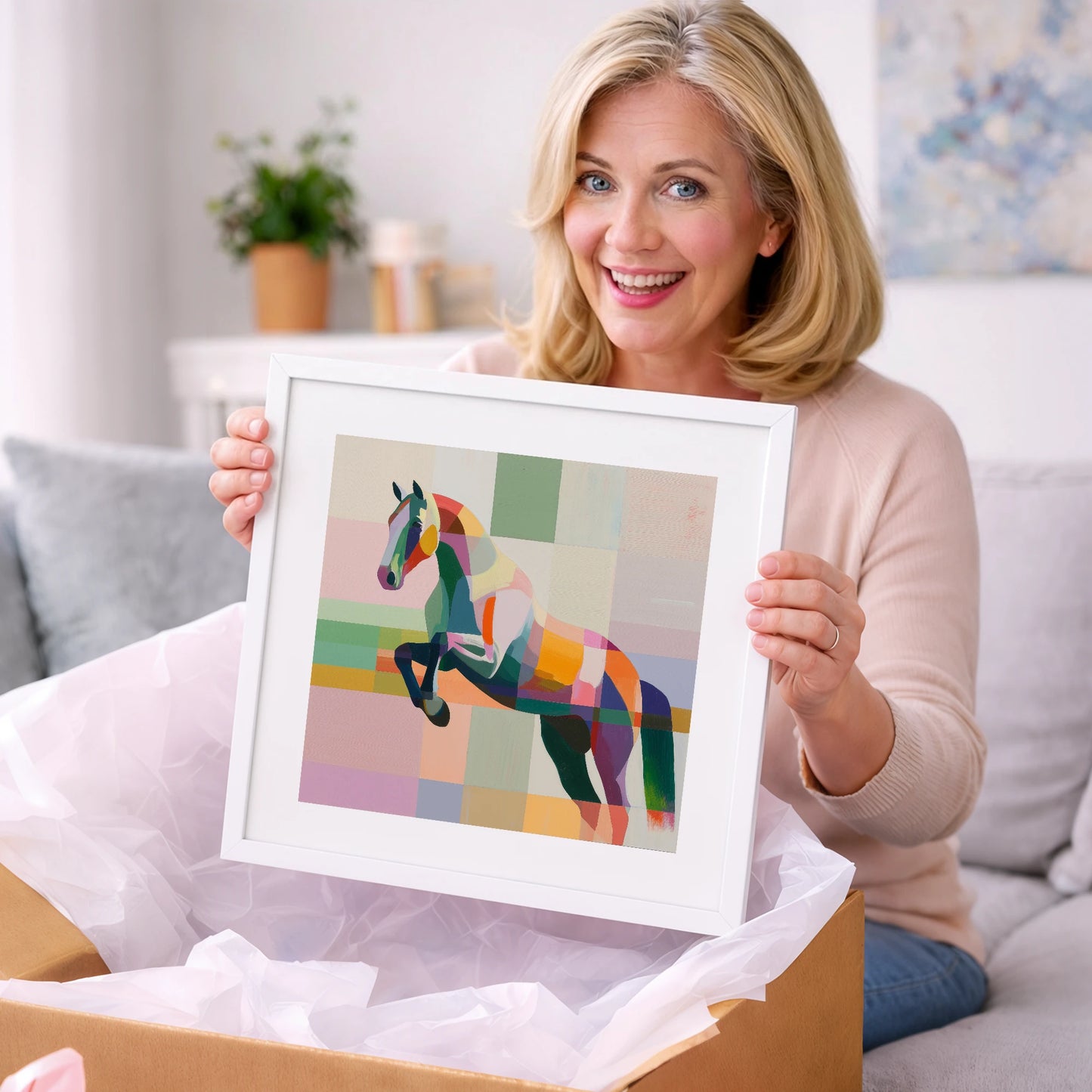Modern Equine Leap - show jumping horse art gift idea for horse lovers