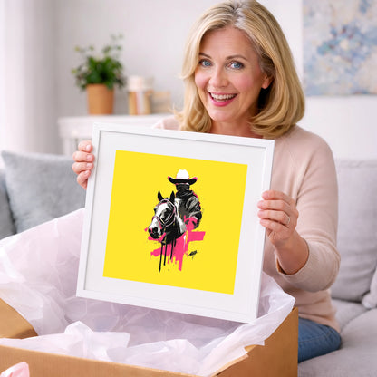 Magenta Western Rider - western horse art gift idea for horse lovers
