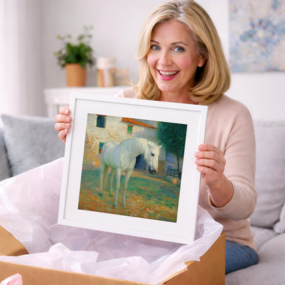 Sunlit Courtyard Grey - horse breed art gift idea for horse lovers