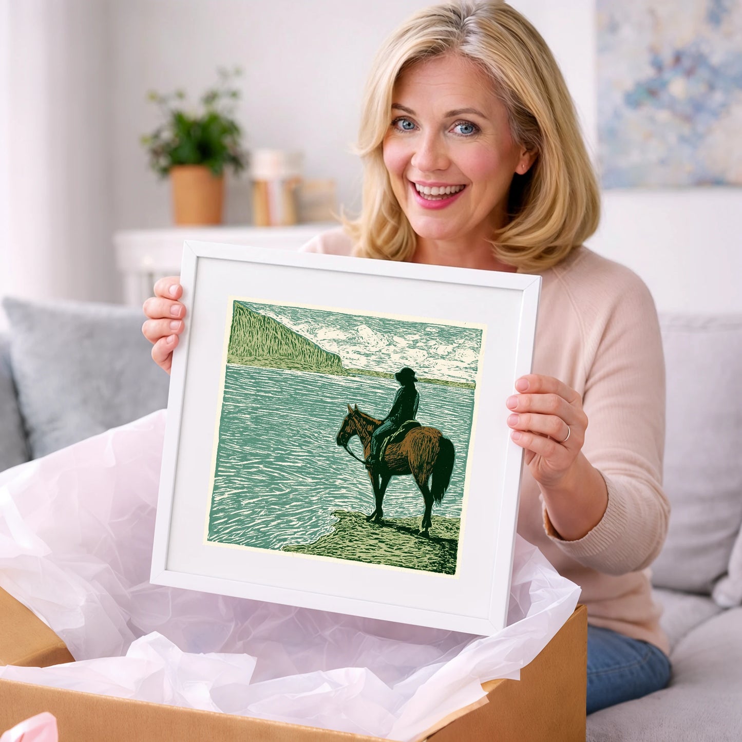 Watching the Tide - beach horse art gift idea for horse lovers