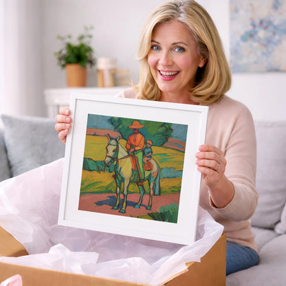 Vivid Summer Companion - horse & rider art gift idea for horse lovers