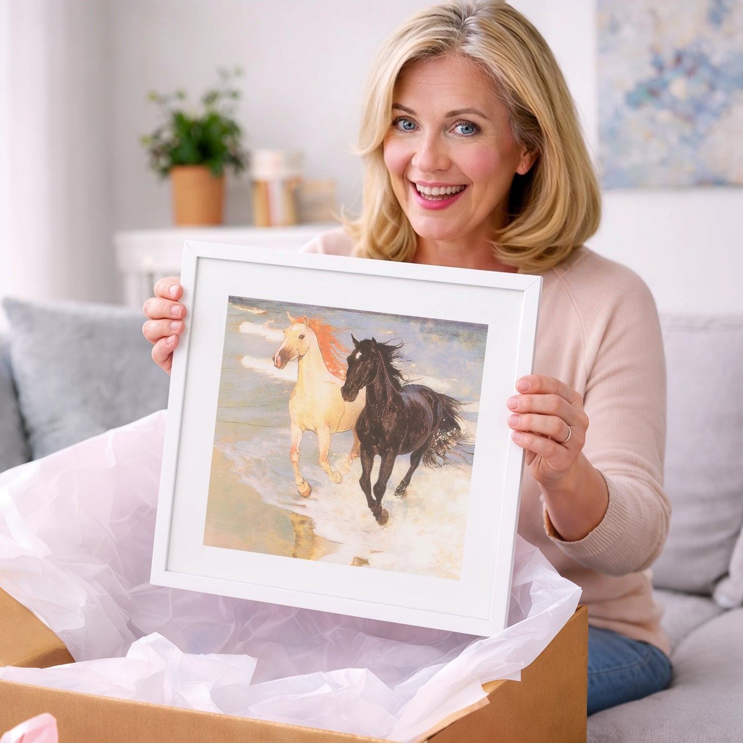 Ethereal Tide Gallop - horse landscape art gift idea for horse lovers