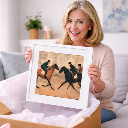 Meeting on the Gallops - racing horse art gift idea for horse lovers