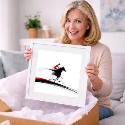 Crimson Pursuit - racing horse art gift idea for horse lovers