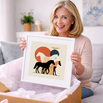 Mid-Century Equine Form - wild horses art gift idea for horse lovers