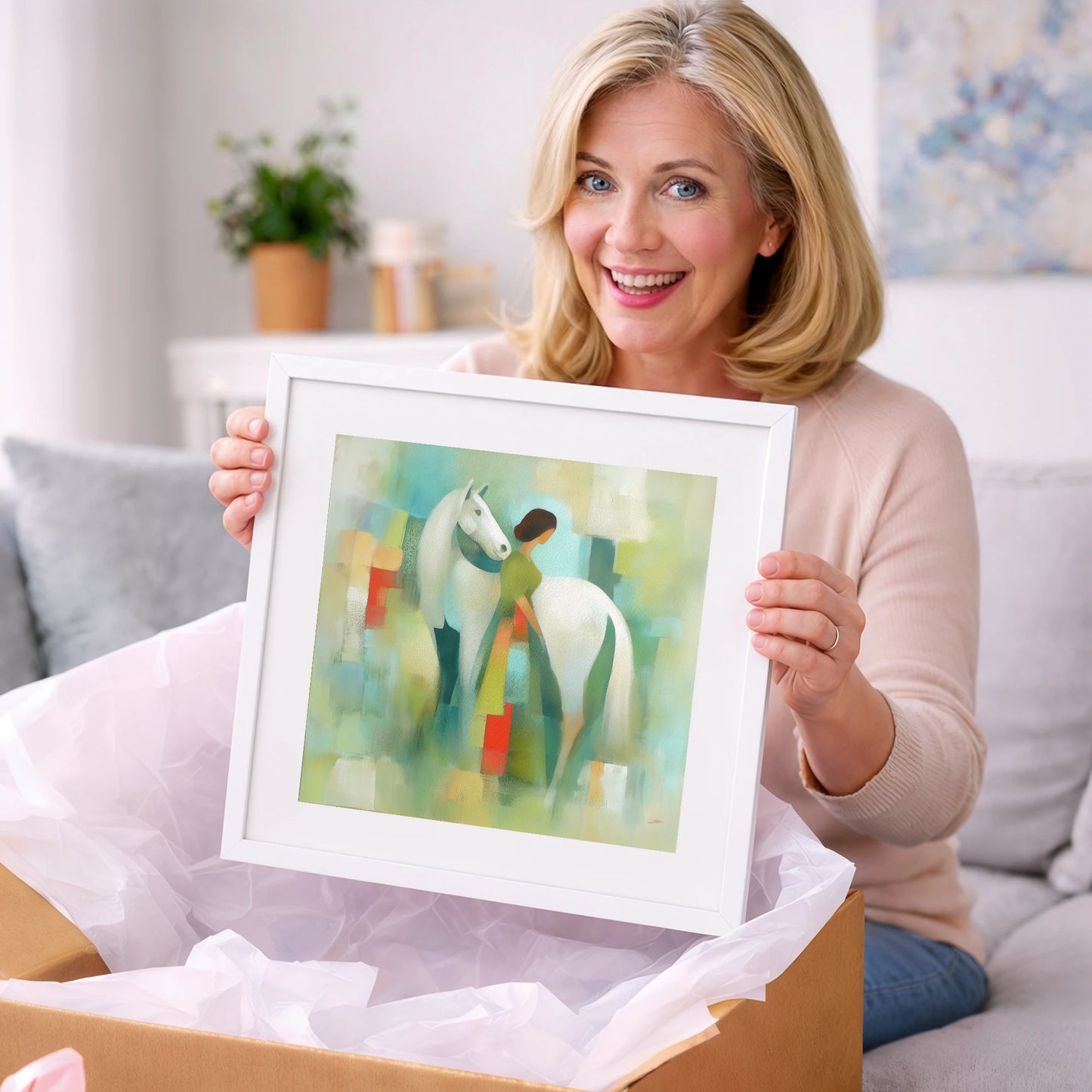 Verdant Harmony - horse & rider art gift idea for horse lovers