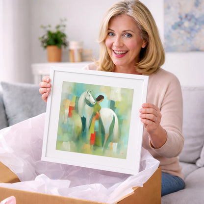 Verdant Harmony - horse & rider art gift idea for horse lovers