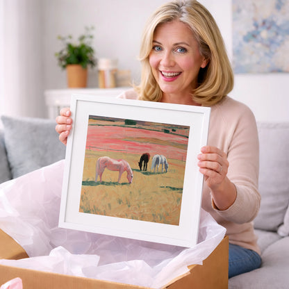Dusky Meadow Grazing - horse landscape art gift idea for horse lovers
