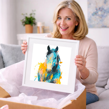 Teal and Amber Gaze - horse portrait art gift idea for horse lovers