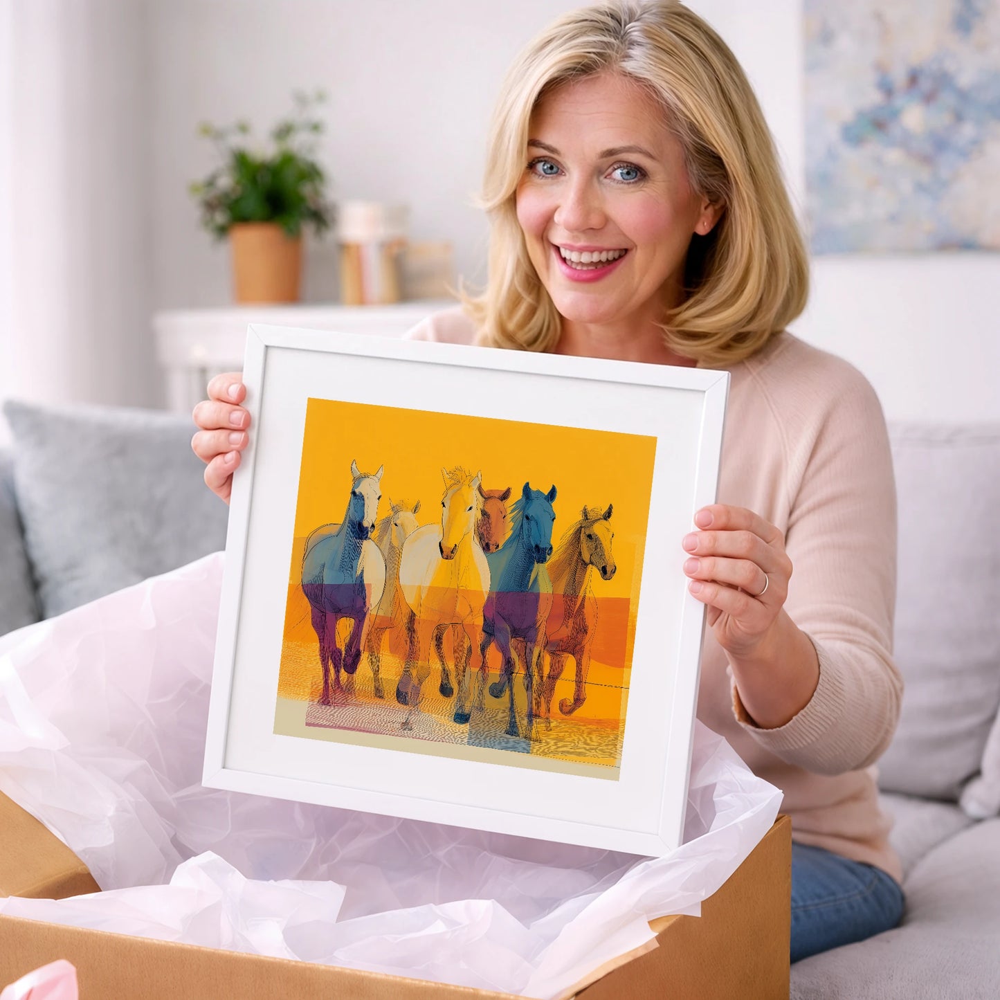 The Vibrant Herd - horse landscape art gift idea for horse lovers
