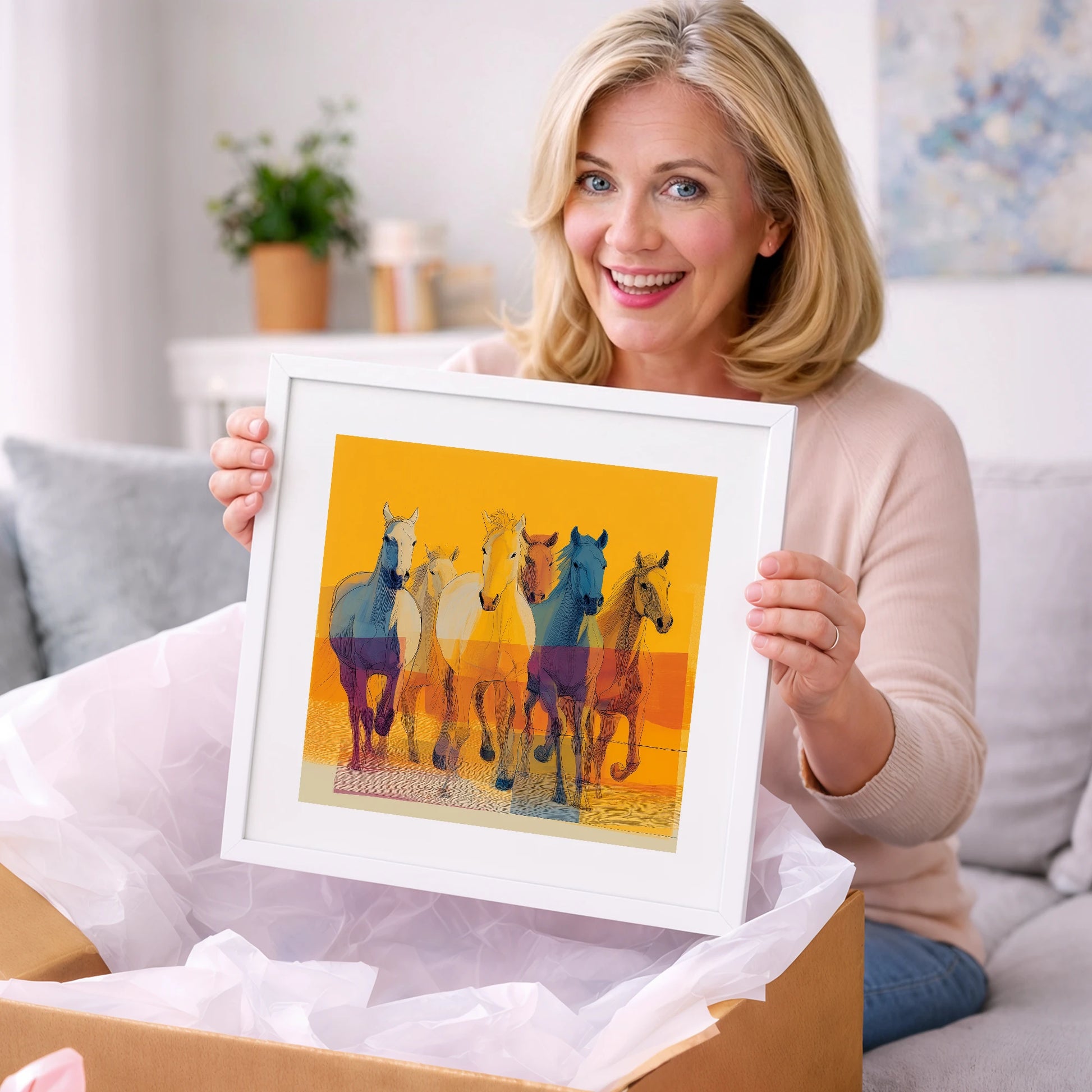 The Vibrant Herd - horse landscape art gift idea for horse lovers