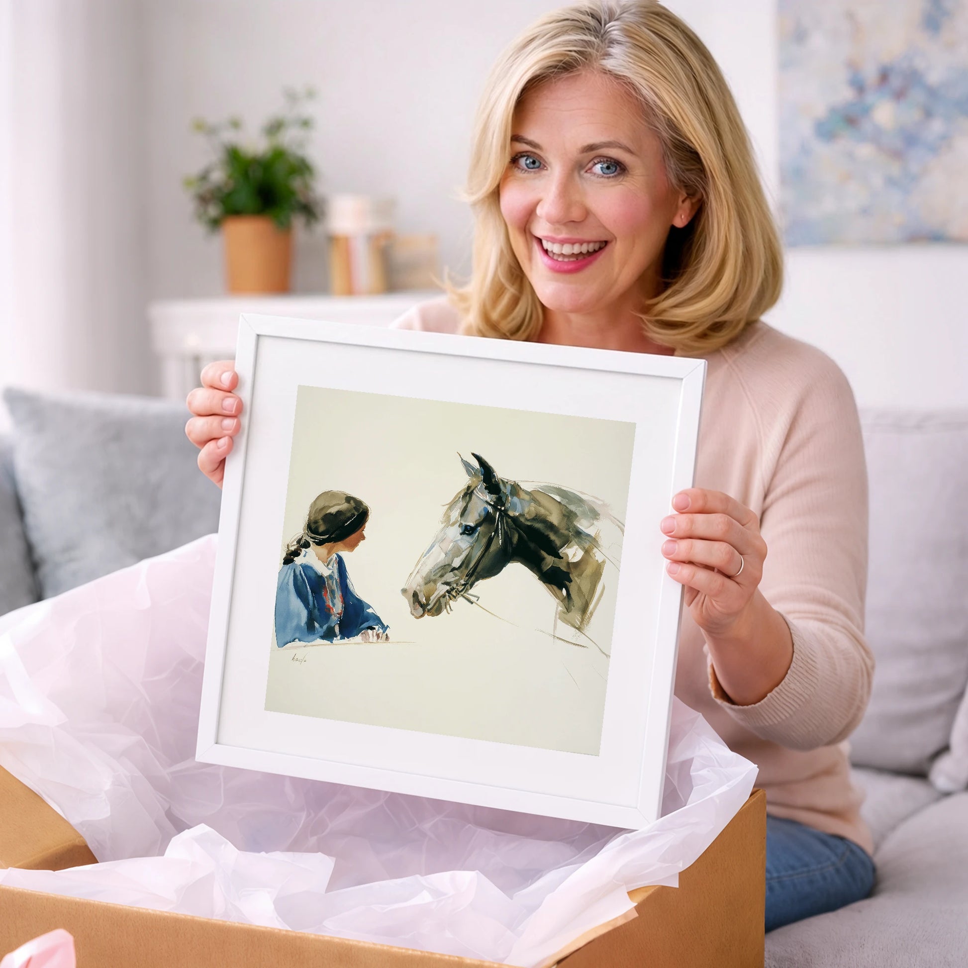 A Shared Silence - horse & rider art gift idea for horse lovers