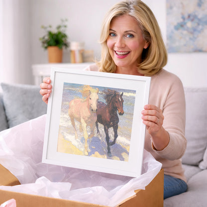 Ethereal Shoreline Canter - horse landscape art gift idea for horse lovers