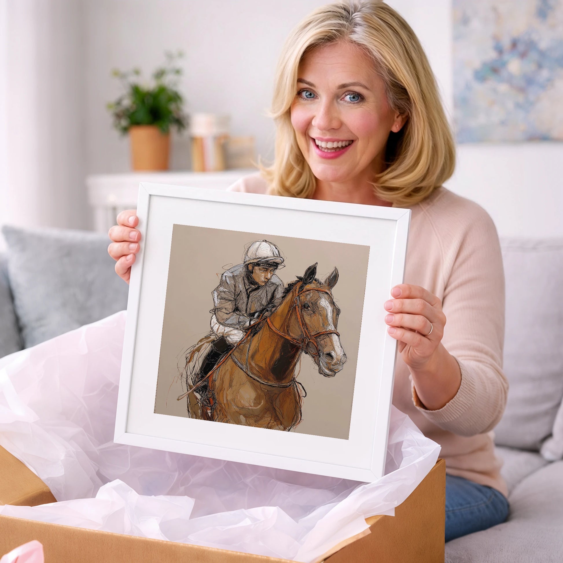 Moments Before the Off - racing horse art gift idea for horse lovers