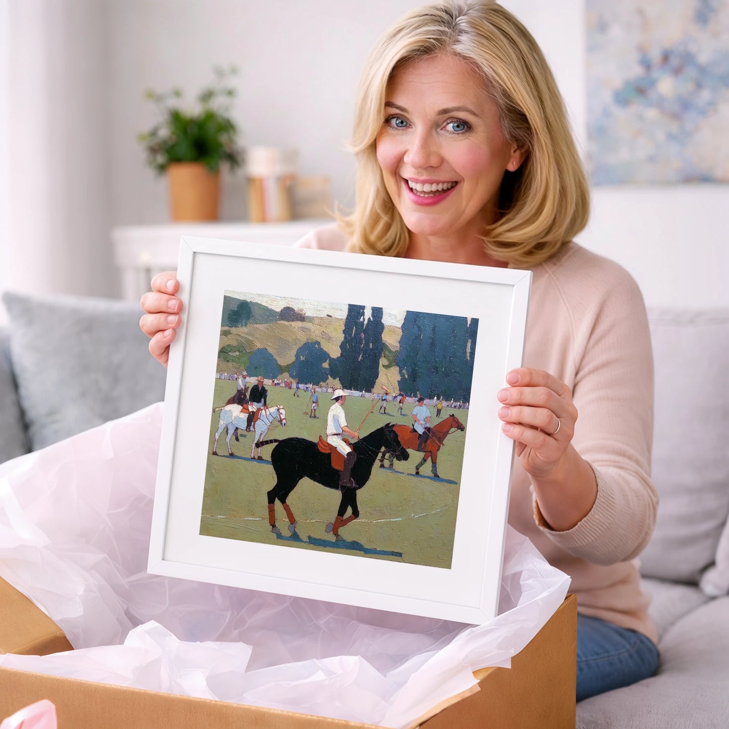 Midsummer Polo Pause - polo horse art gift idea for horse lovers