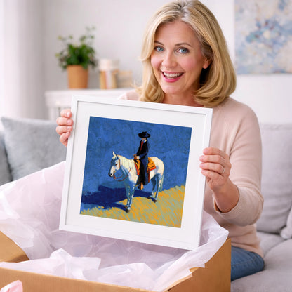 Vaquero in Blue - western horse art gift idea for horse lovers