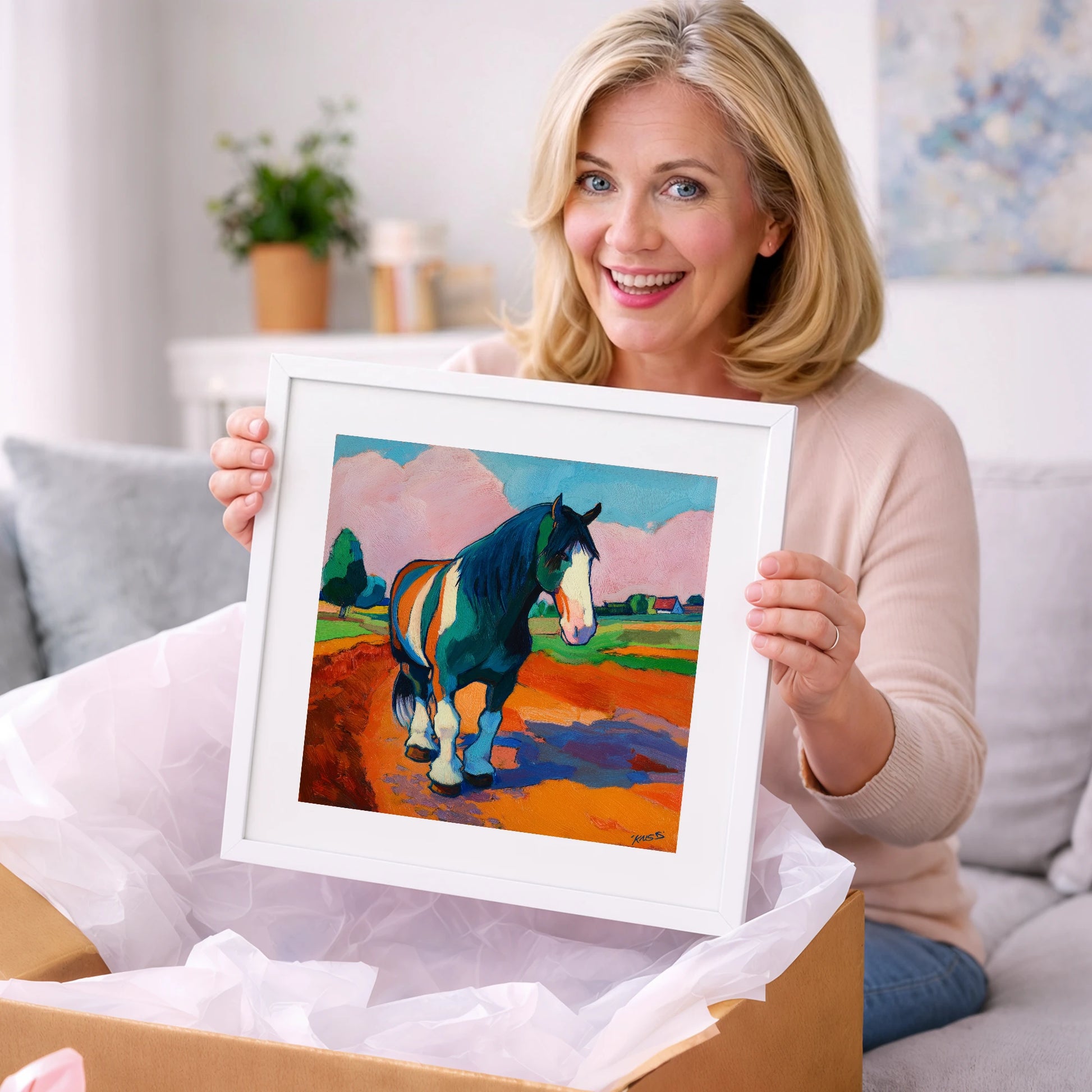 Vibrant Coloured Cob - horse breed art gift idea for horse lovers