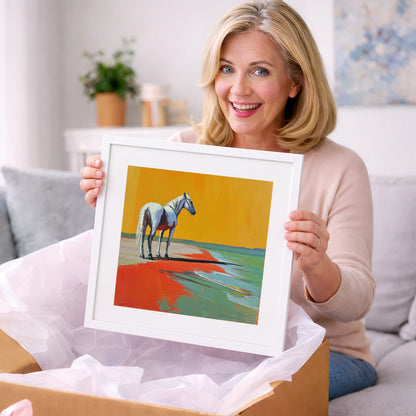 Amber Horizon - horse landscape art gift idea for horse lovers