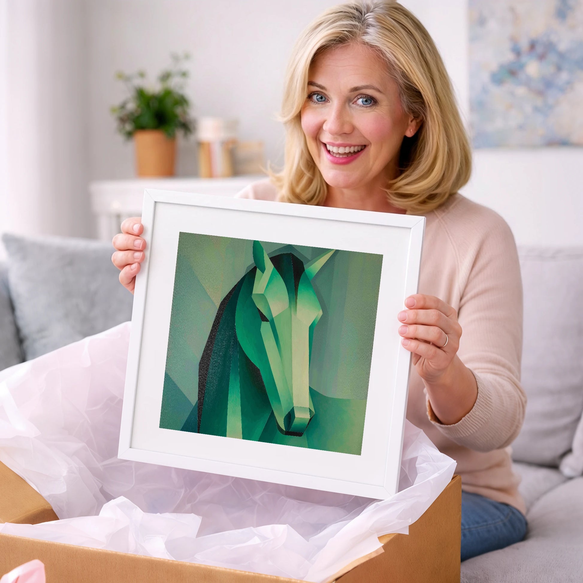 The Emerald Facets - horse portrait art gift idea for horse lovers