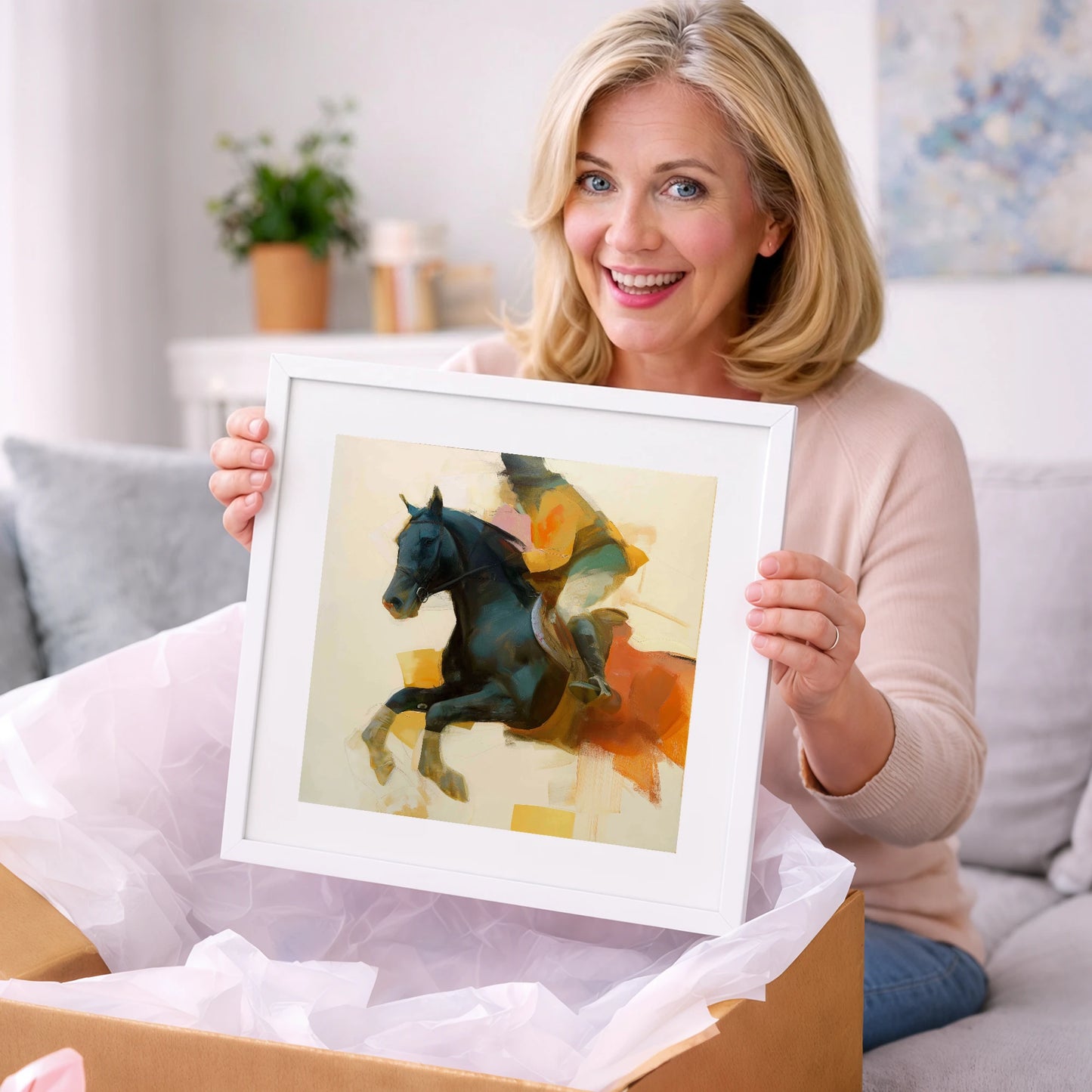 Kinetic Leap - show jumping horse art gift idea for horse lovers