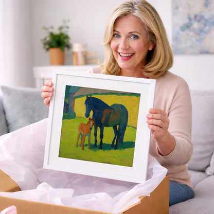 Radiant Pasture Bond - mare & foal art gift idea for horse lovers