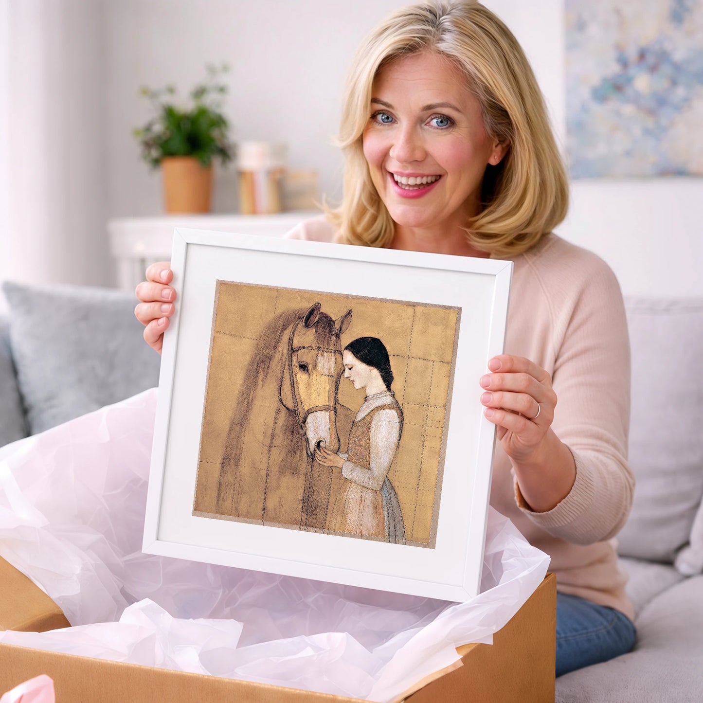 Quiet Connection - horse & rider art gift idea for horse lovers