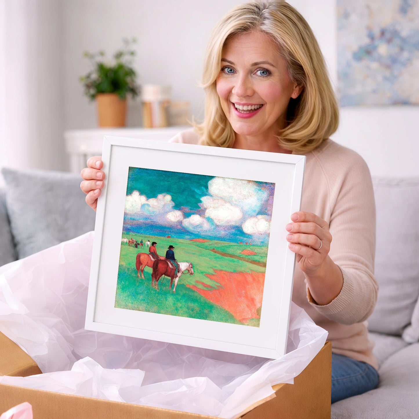 Vivid Frontier Horizons - horse landscape art gift idea for horse lovers
