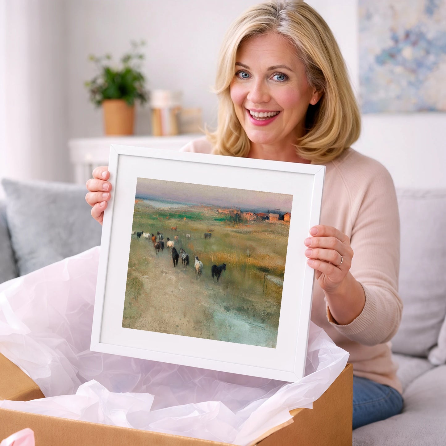 Roaming the Marshes - wild horses art gift idea for horse lovers
