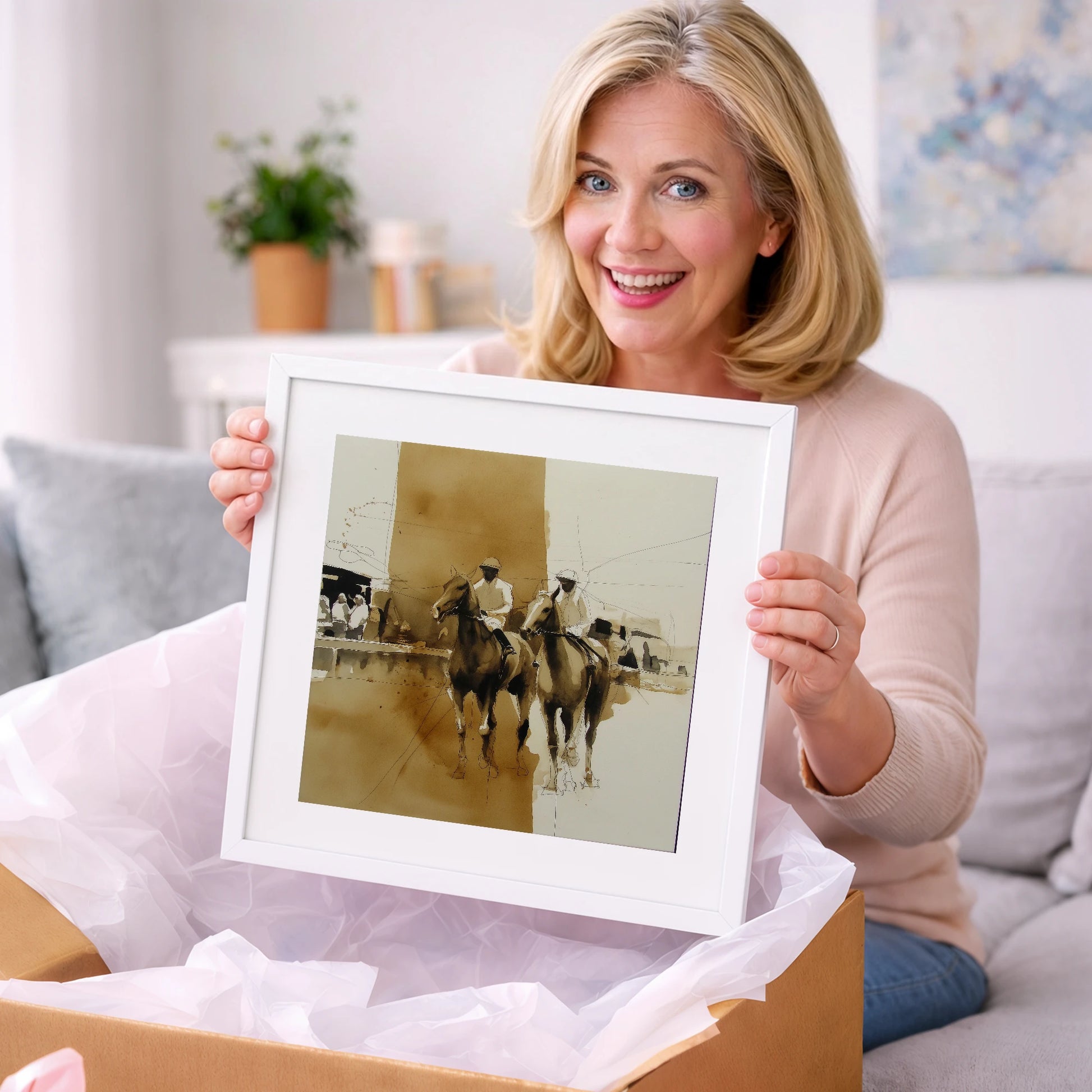 Parade Ring Anticipation - racing horse art gift idea for horse lovers