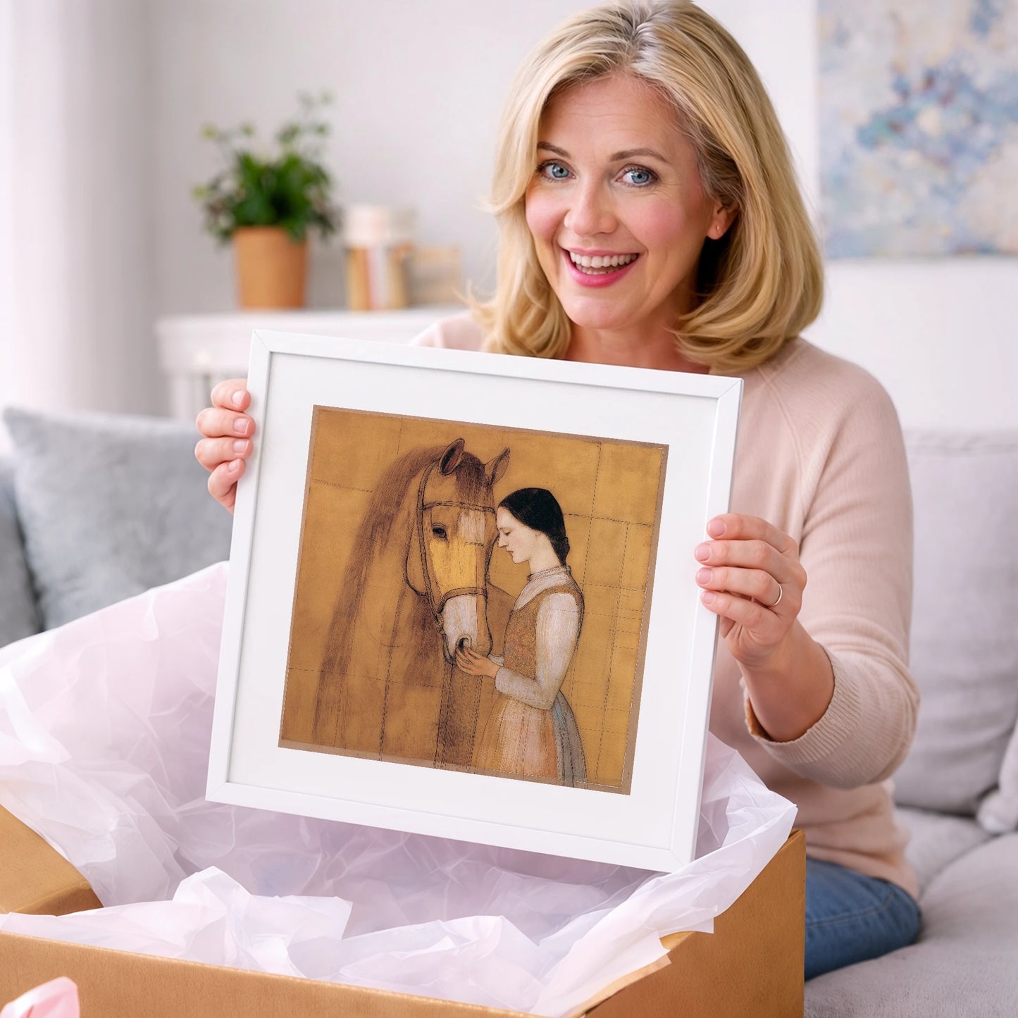 Quiet Connection - horse & rider art gift idea for horse lovers