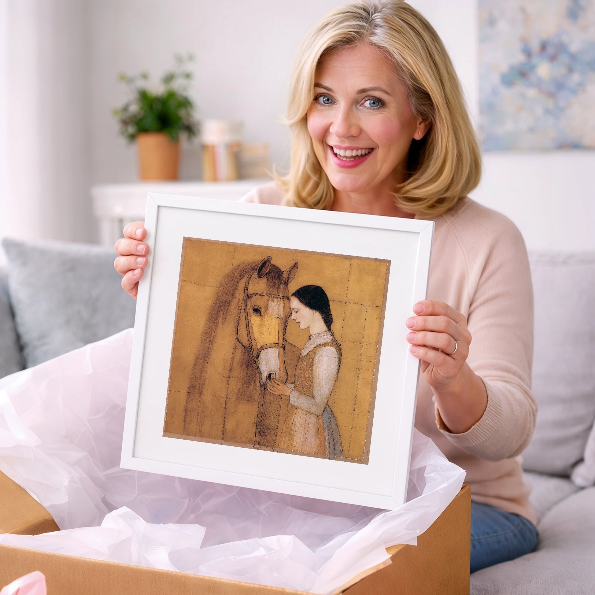 Quiet Connection - horse & rider art gift idea for horse lovers