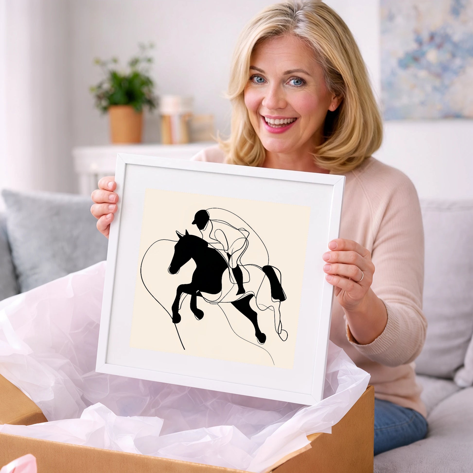 Airborne Elegance - show jumping horse art gift idea for horse lovers