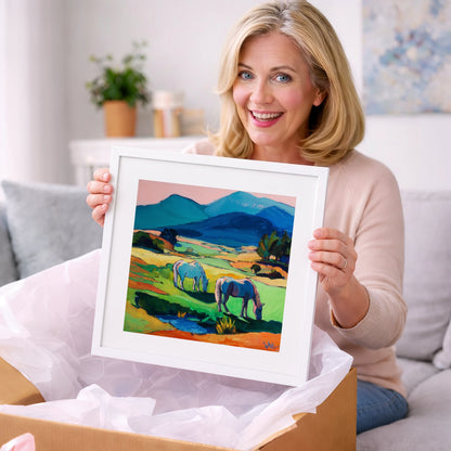 Painted Valley Grazing - horse landscape art gift idea for horse lovers