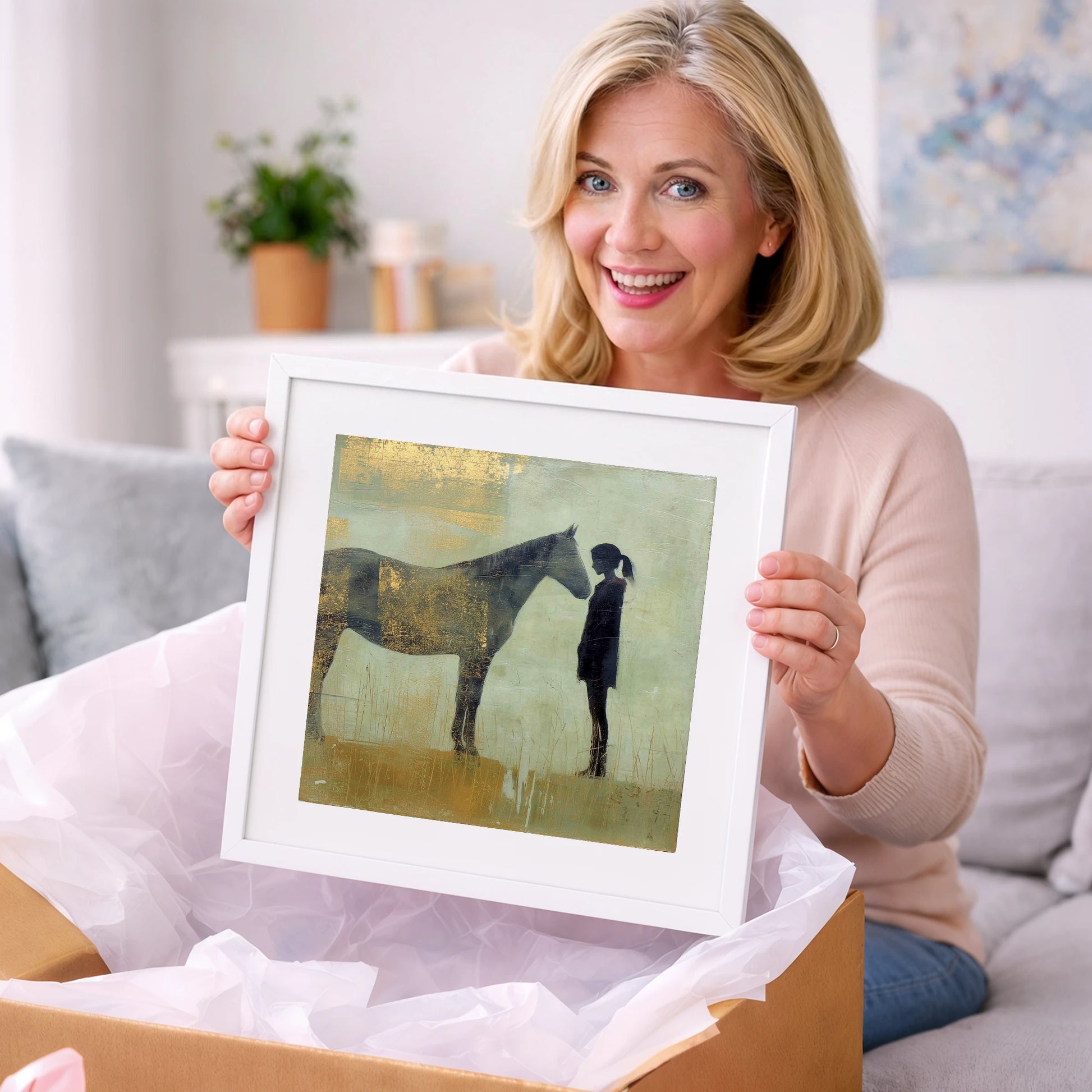The Golden Bond - horse & rider art gift idea for horse lovers