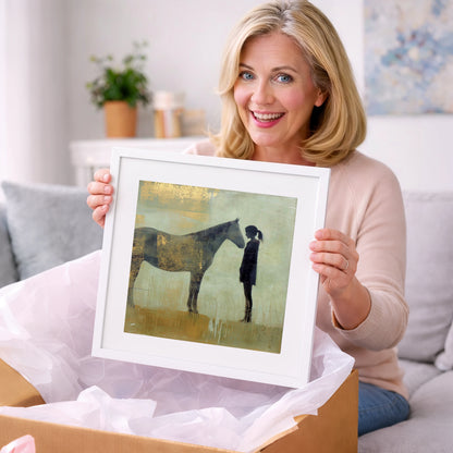 The Golden Bond - horse & rider art gift idea for horse lovers