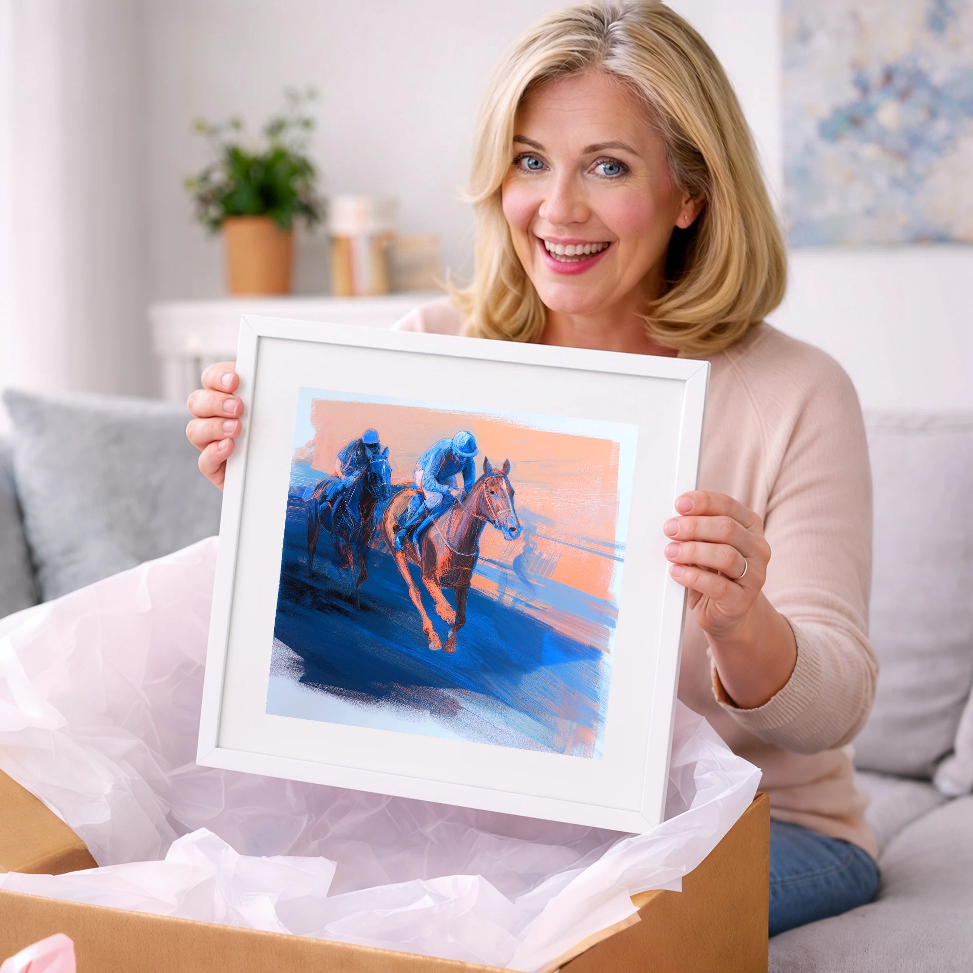 The Blue Furlong - racing horse art gift idea for horse lovers